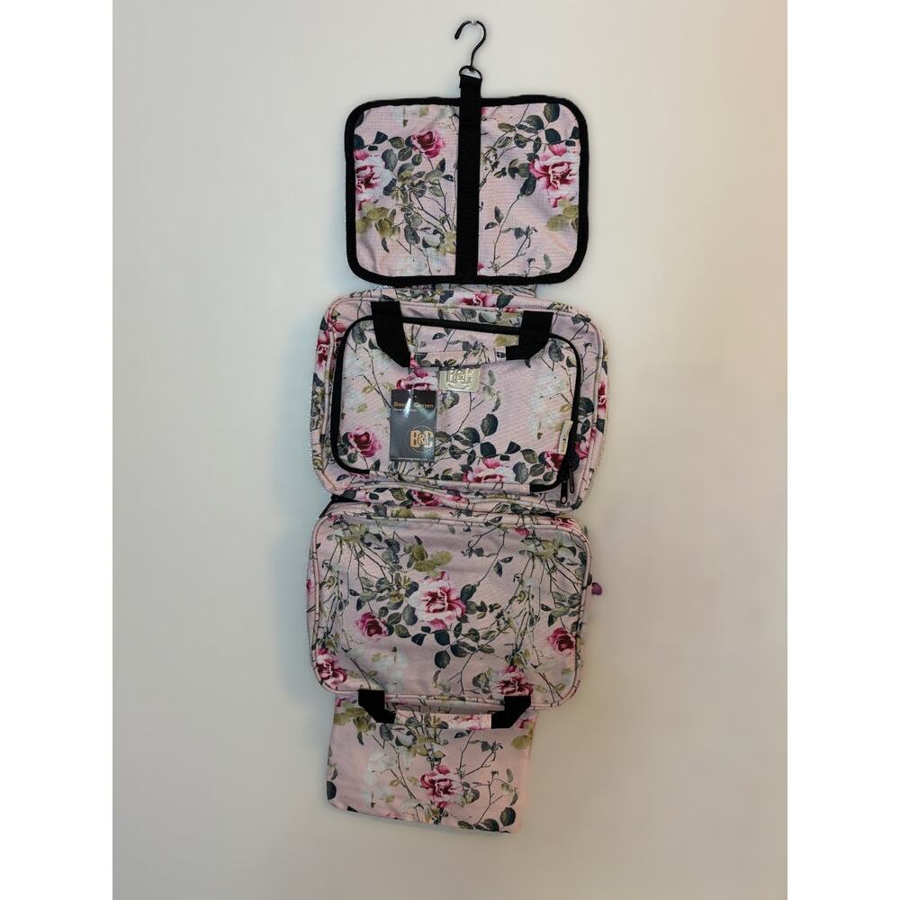 Bang & Carsen Floral Hanging Toiletry Bag Pink Rose Travel Makeup Organizer Boho - Picture 7 of 9